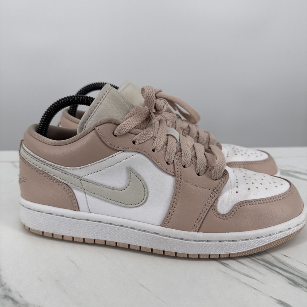 Nike Air Jordan 1 Low White Particle Beige Sneakers DC0774-120 Leather Women's 8